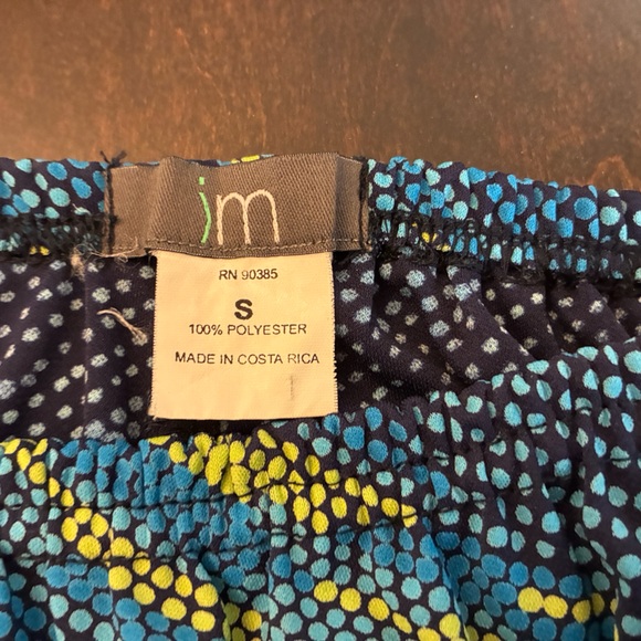 Blue, Black and Chartreuse dot Maternity Mini Skirt with beaded hem - Picture 2 of 11